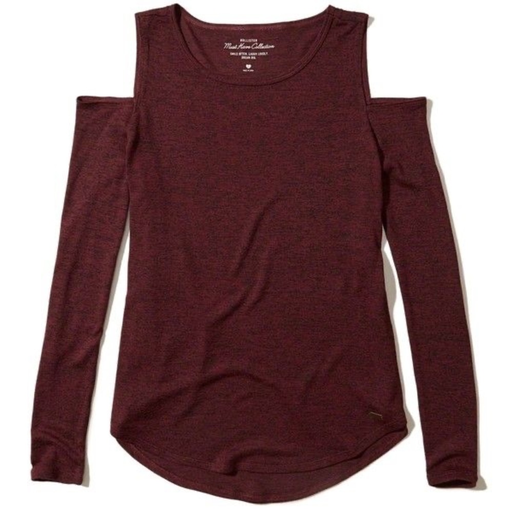 Red Shoulder Cutout Long Sleeve
